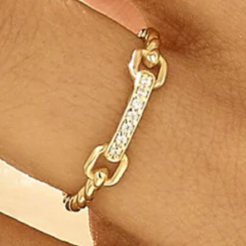 14k solid yellow gold cable link stacker ring